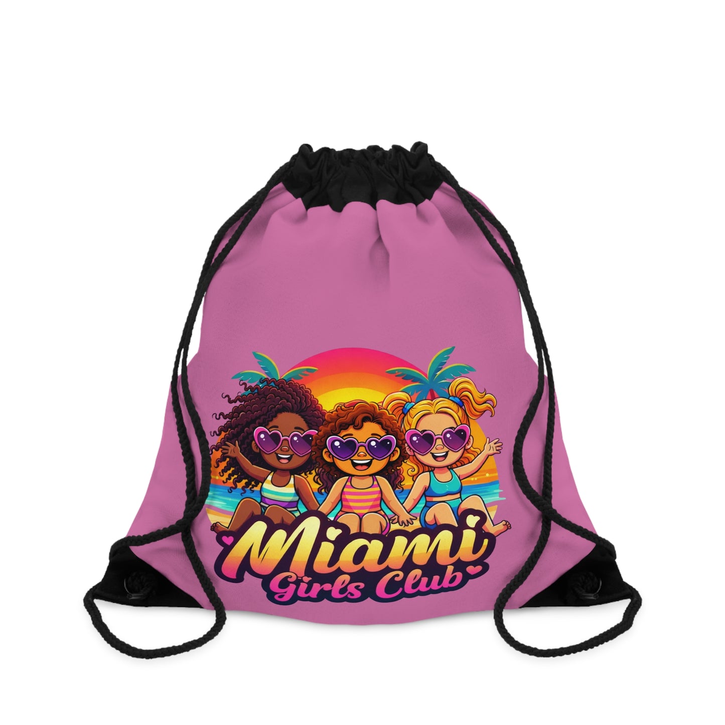 Miami Girls Club Drawstring Bag — Cute Tropical Beach Kids Tote