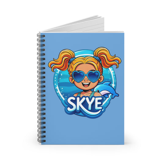 Skye Dolphin Kids Spiral Notebook — Personalized Ocean Girl Journal