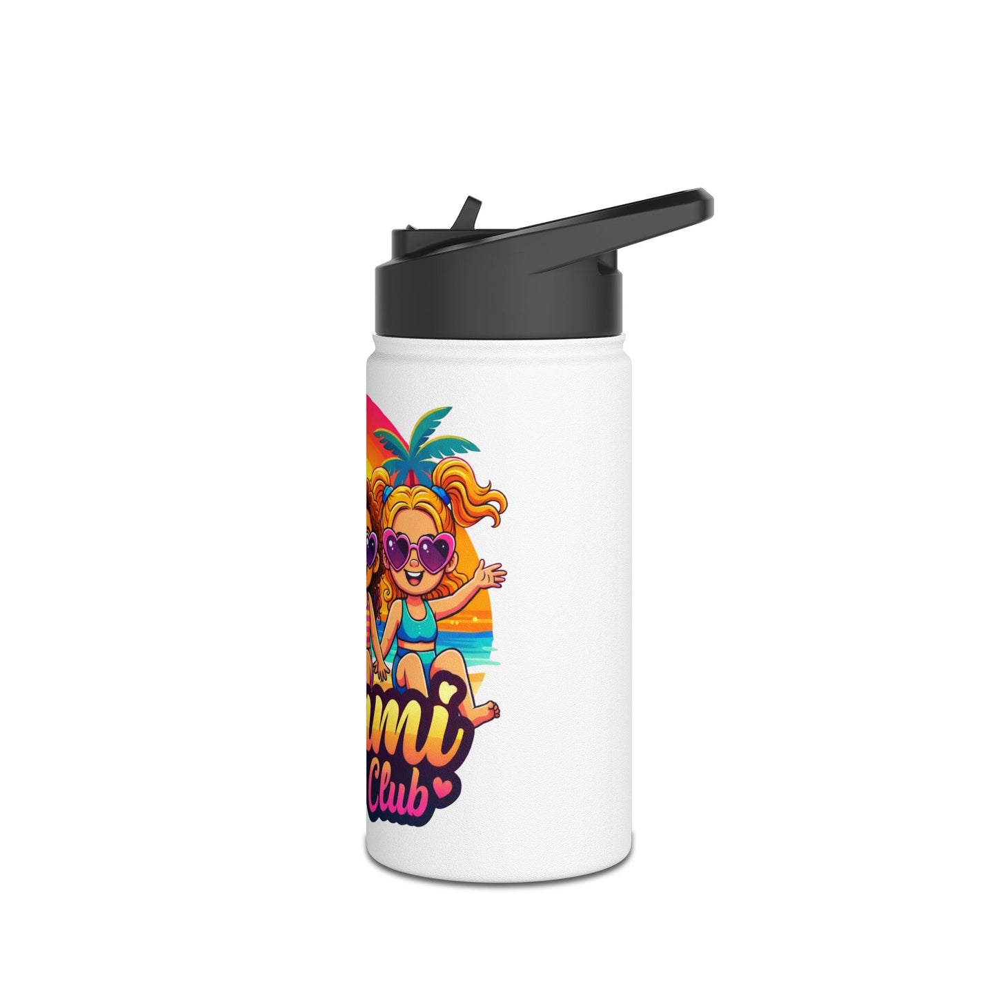 Miami Girls Club Stainless Steel Water Bottle – Cute Retro Beach Graphic