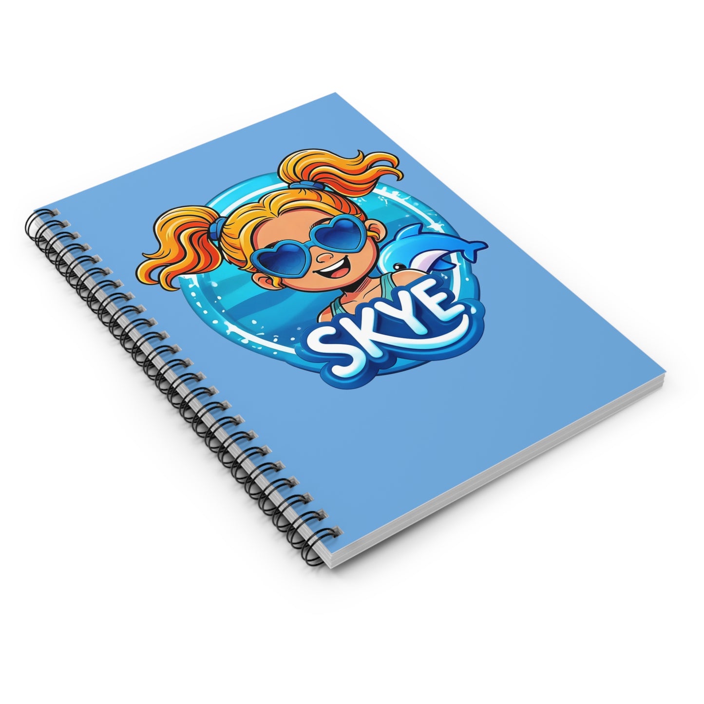 Skye Dolphin Kids Spiral Notebook — Personalized Ocean Girl Journal