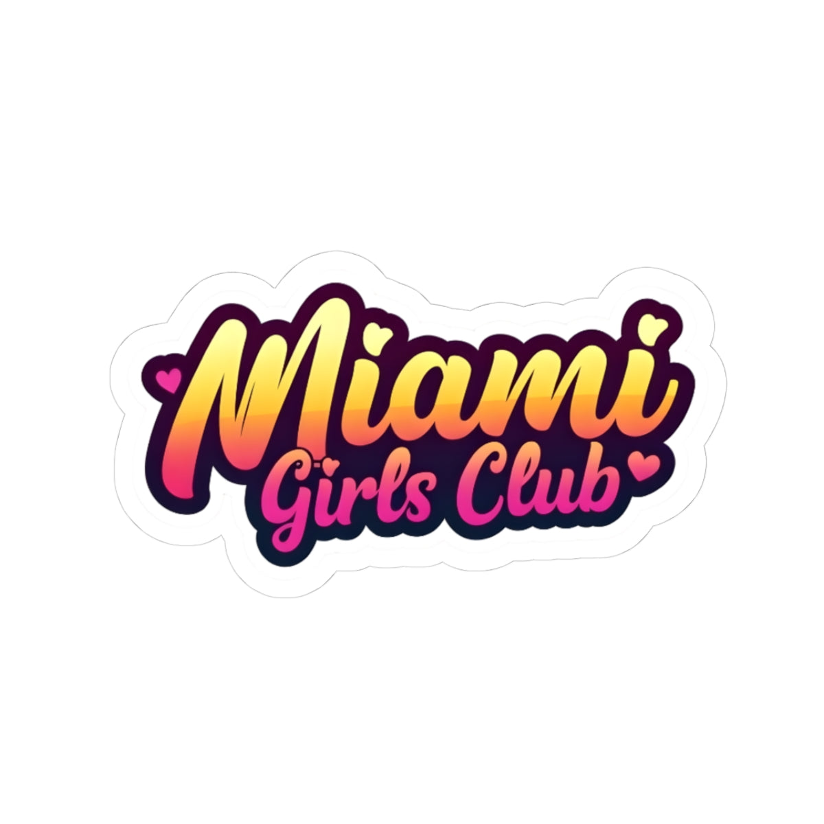 Miami Girls Club Sticker — Kiss-Cut Vinyl Laptop Sticker, Retro Sunset Script