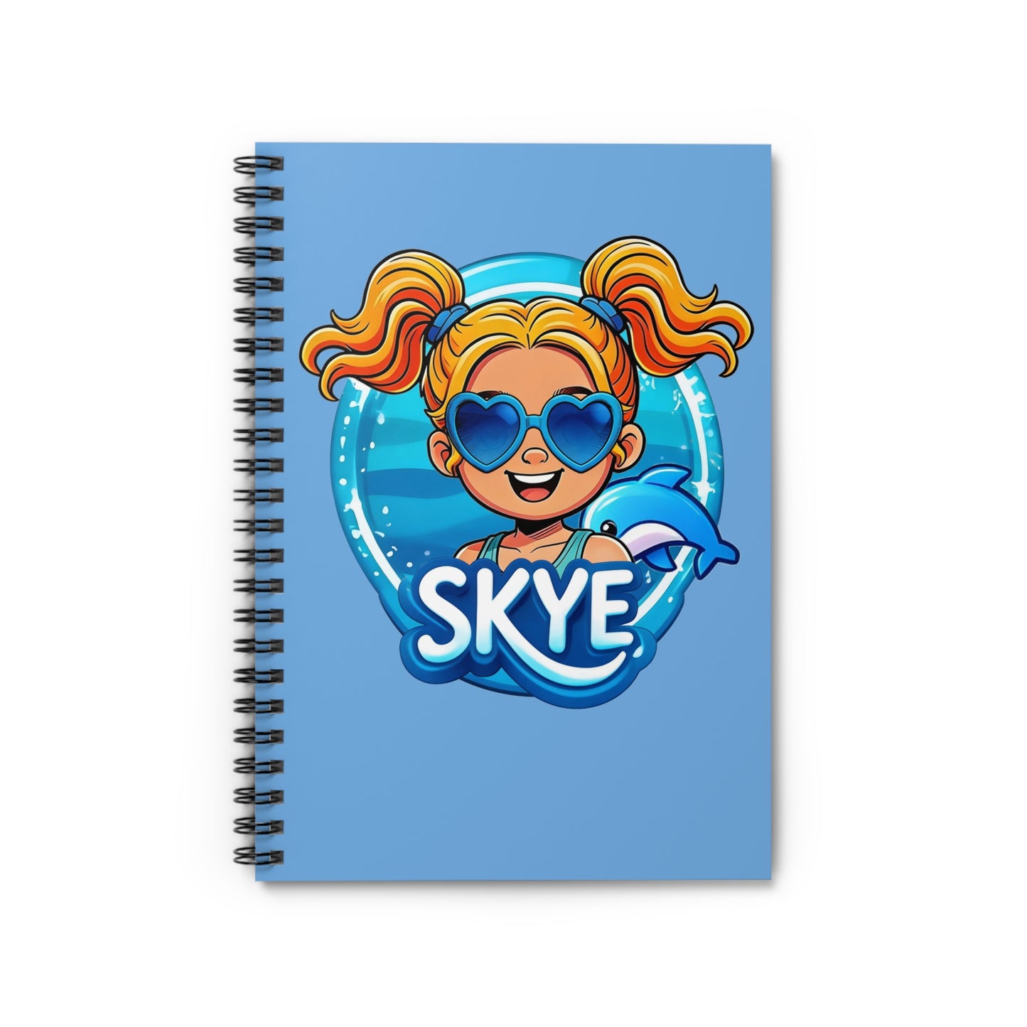Skye Dolphin Kids Spiral Notebook — Personalized Ocean Girl Journal
