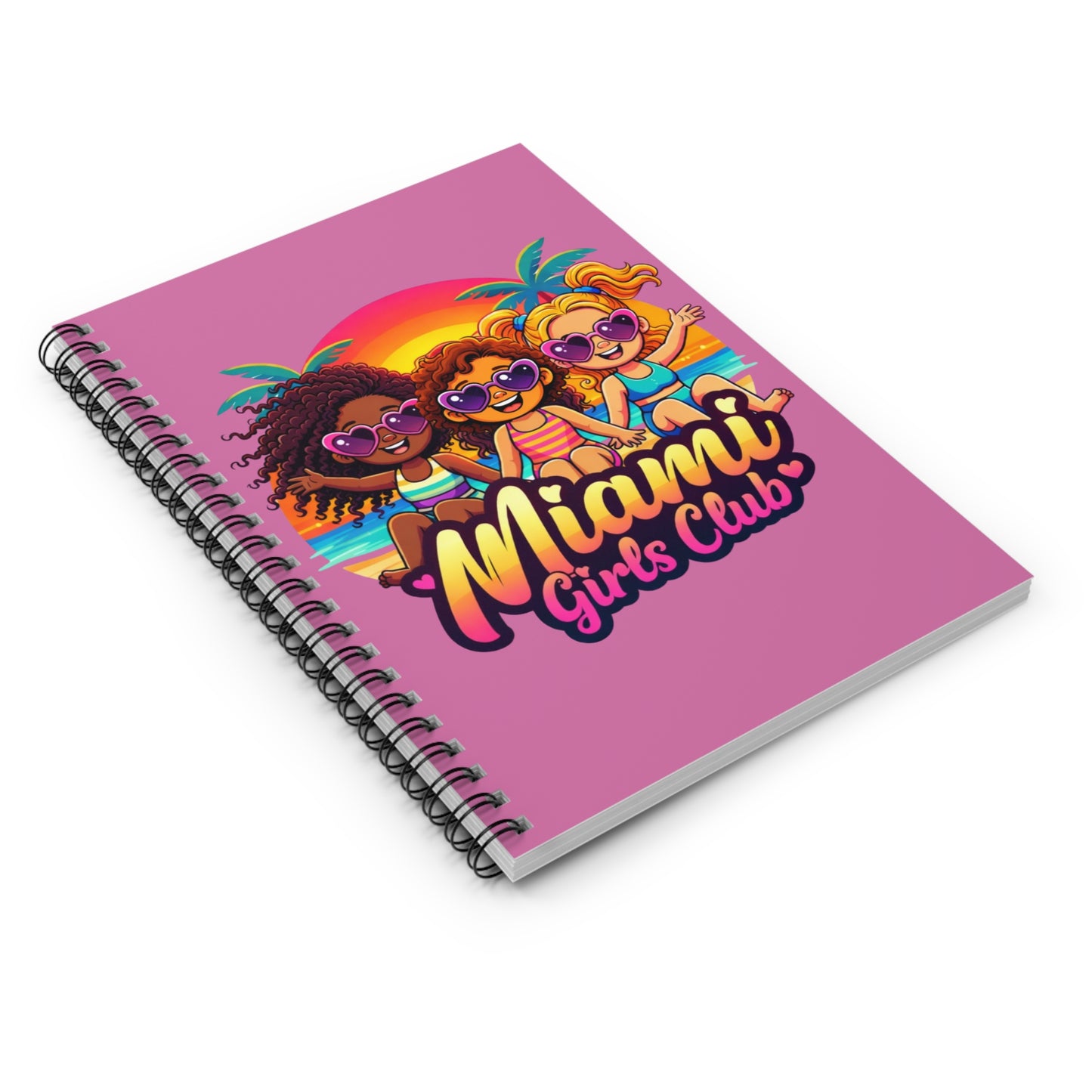 Miami Girls Club Spiral Notebook — Cute Pink Beach Journal for Kids & Teens