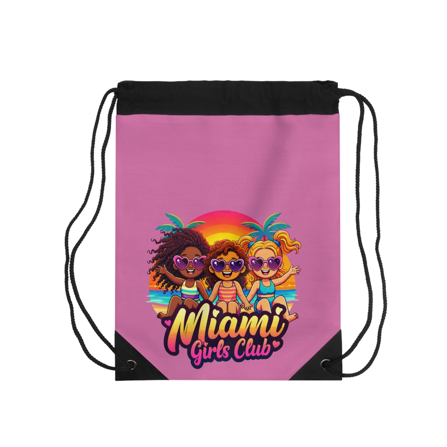 Miami Girls Club Drawstring Bag — Cute Tropical Beach Kids Tote