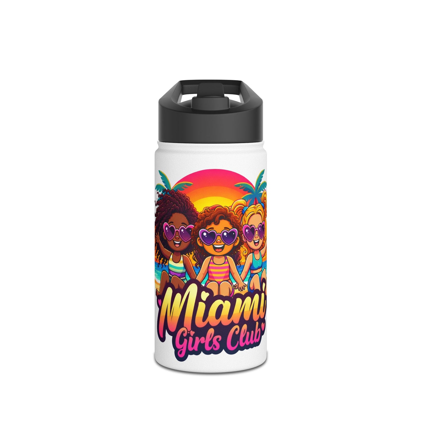 Miami Girls Club Stainless Steel Water Bottle – Cute Retro Beach Graphic